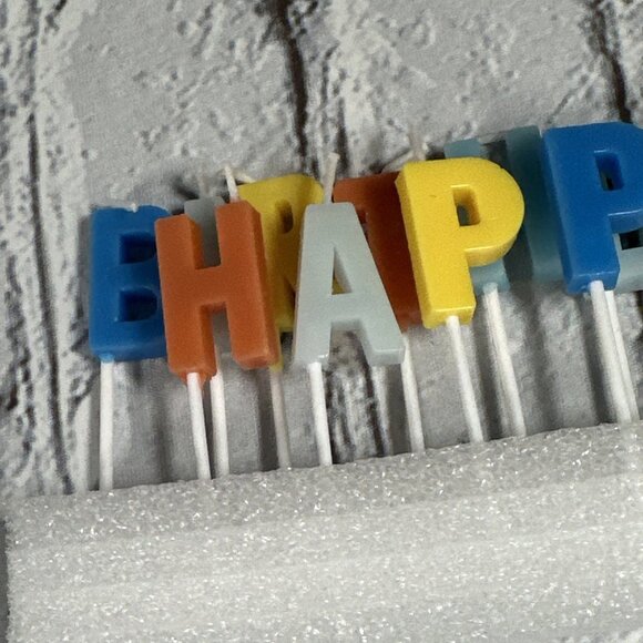 American Greetings Happy Birthday Toothpick Candle Set 13pc Blue Orange Yellow - Picture 3 of 6